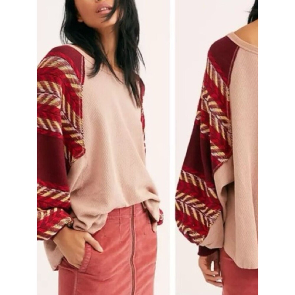 We The Free Anthropologie Rainbow Dreams Top Arizona Sands Waffle Knit Boho - Picture 3 of 10